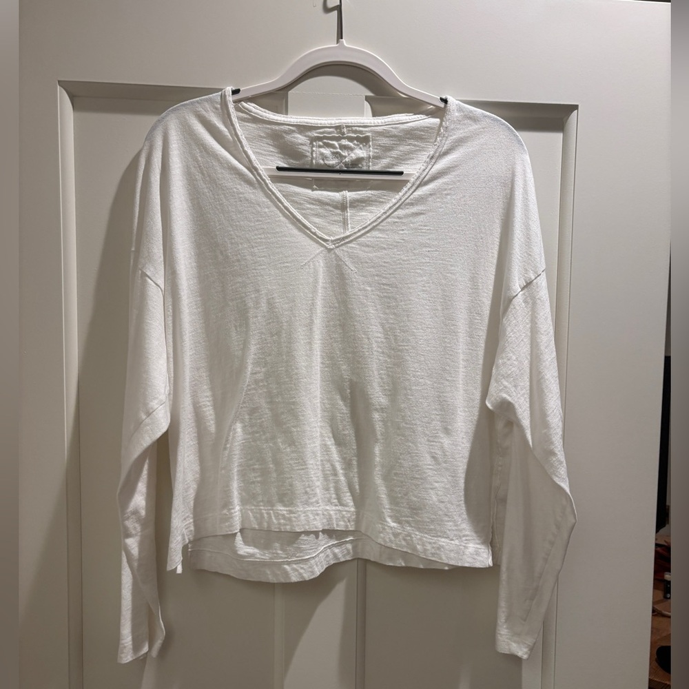 aerie White V-Neck Lightweight Shirt